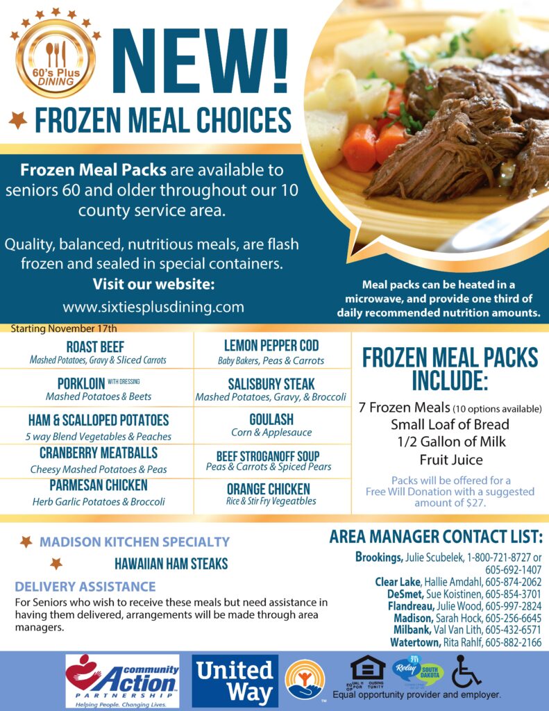 Madison Frozen Meal Choices -November 2021
