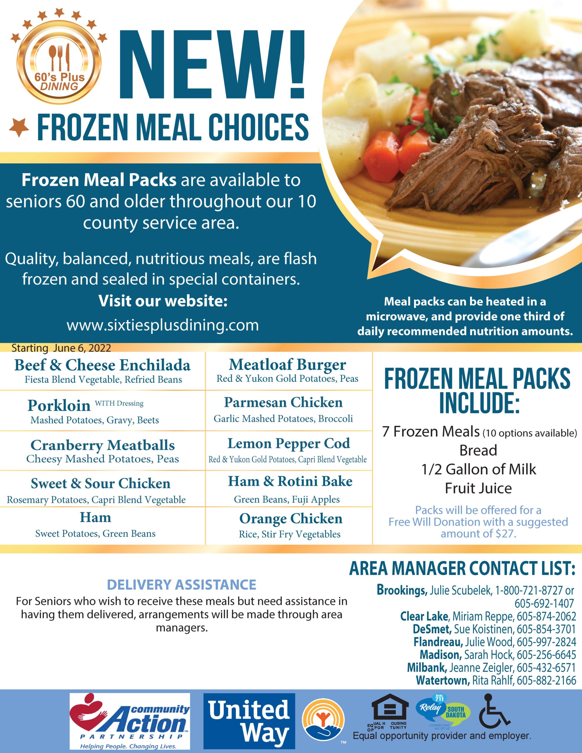 Madison Frozen Meal Choices -June 2022