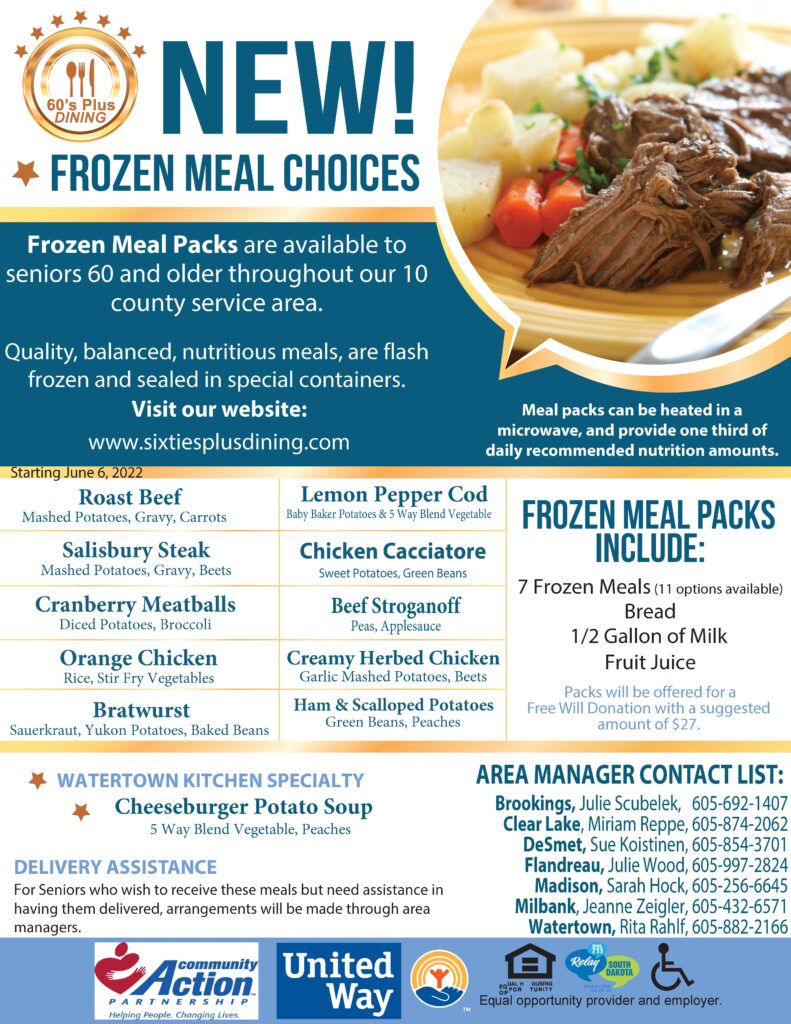 Watertown Frozen Meal Choices - June 2022
