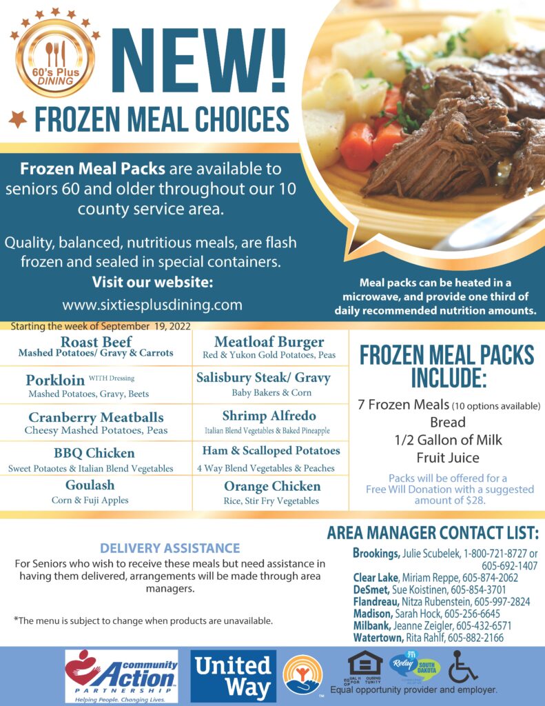Madison Frozen Meal Choices -September 2022
