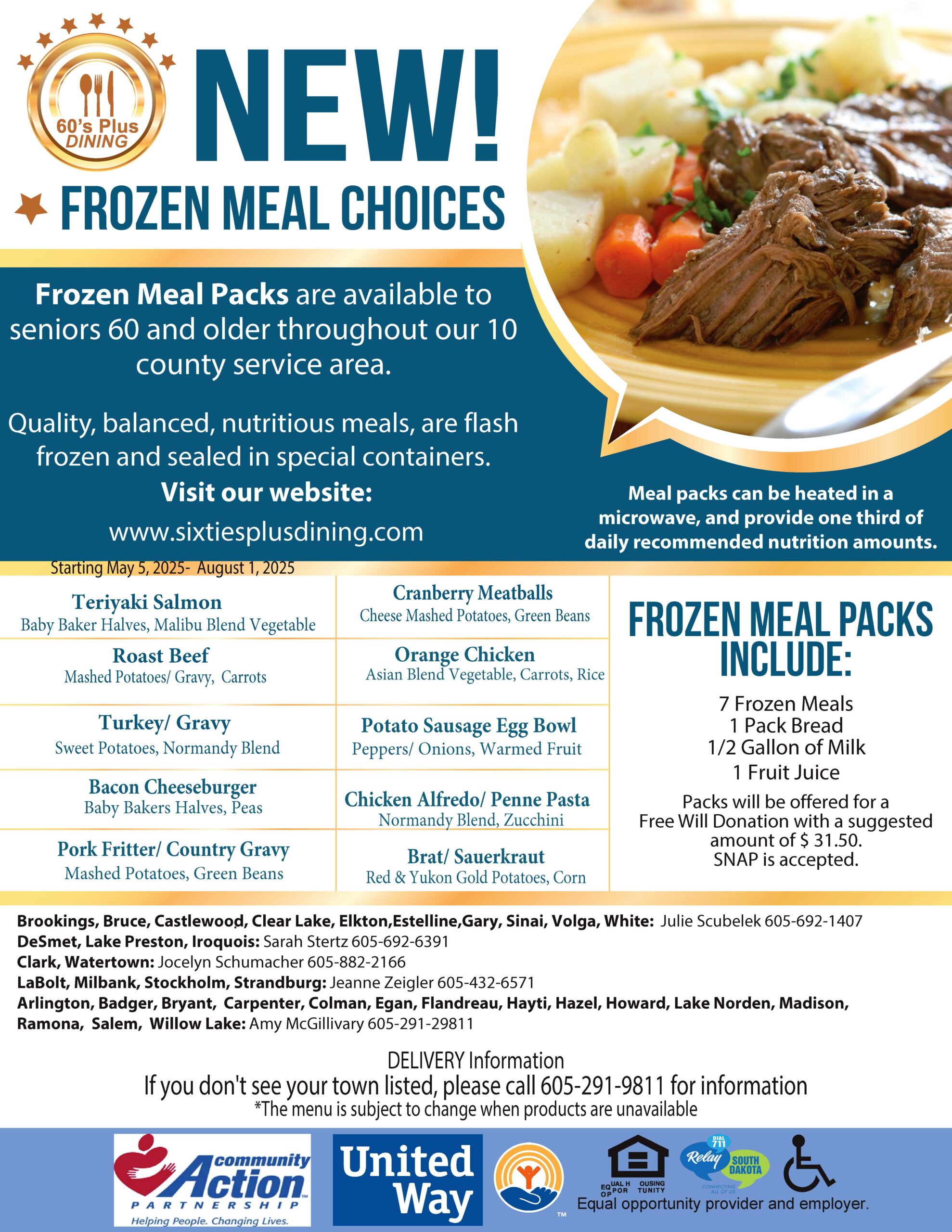 Amy Frozen Meal Choices Poster- May 2025 Amy Frozen Meal Choices Poster- May 2025